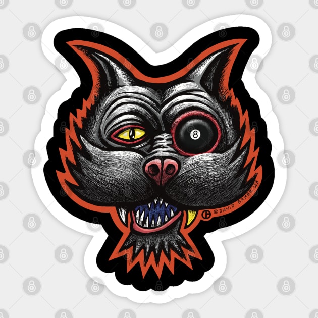 Wuneye Cat Sticker by Art from the Blue Room